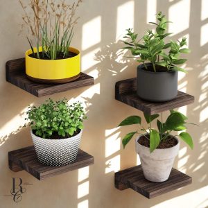 Rustic Wood Mini Floating Shelves - 4-Pack Wall Ledges