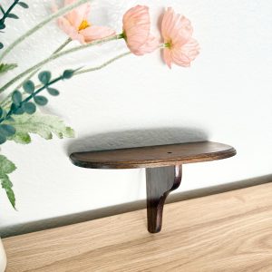 Vintage Wood Wall Mounted Display Shelf – Small Half Circle Curio Shelf – Single Bracket Accent Shelf for Figurine Statue Clock