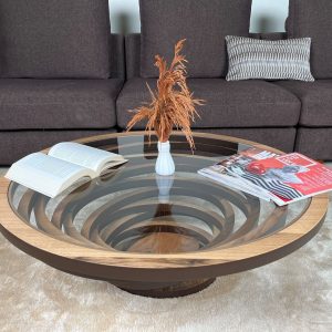 Oval Walnut Coffee Table with Glass Top: Modern Living Room Decor